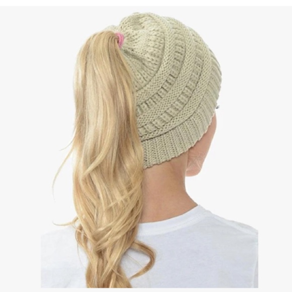 Messy bun beanie